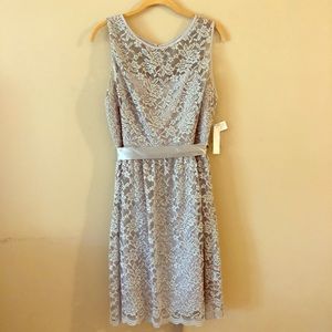 Gray “Simply Liliana” Lace Boatneck Dress